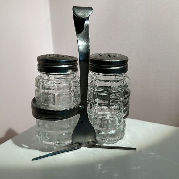 Vintage Salt & Pepper Shakers Bent Forks Hand Crafted - Picture 2 of 9